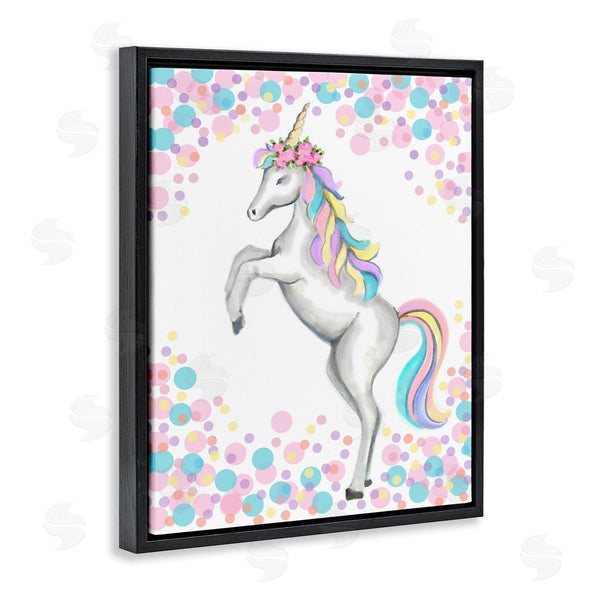 Stupell Industries Reesa Qualia | Kids' Fantasy Unicorn Pink Blue Purple Polka Dots Wall Art