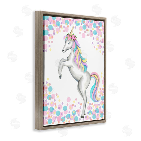 Stupell Industries Reesa Qualia | Kids' Fantasy Unicorn Pink Blue Purple Polka Dots Wall Art