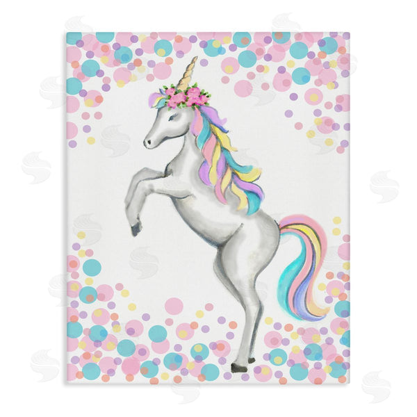 stupell industries Reesa Qualia | Kids' Fantasy Unicorn Pink Blue Purple Polka Dots Wall Art