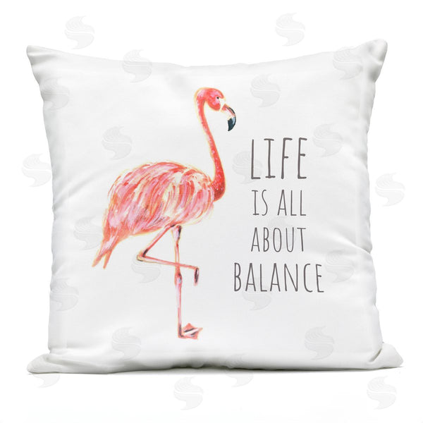 Stupell Industries Reesa Qualia | Life's About Balance Flamingo Printed Throw Pillow