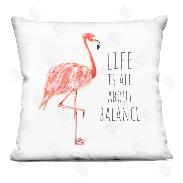 stupell industries Reesa Qualia | Life's About Balance Flamingo Printed Throw Pillow