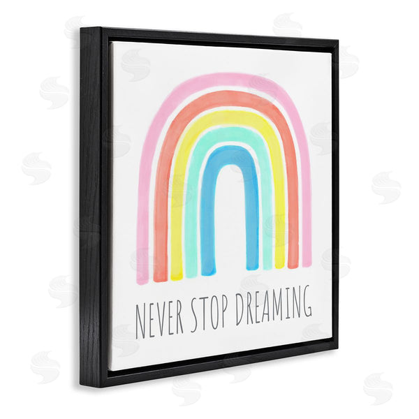 Stupell Industries Reesa Qualia | Never Stop Dreaming Children's Phrase Vibrant Pastel Rainbow Wall Art