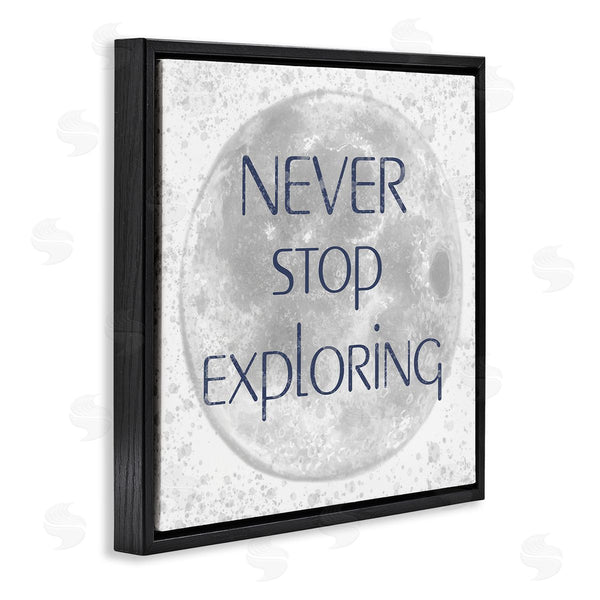 Stupell Industries Reesa Qualia | Never Stop Exploring Children's Phrase Full Moon Wall Art