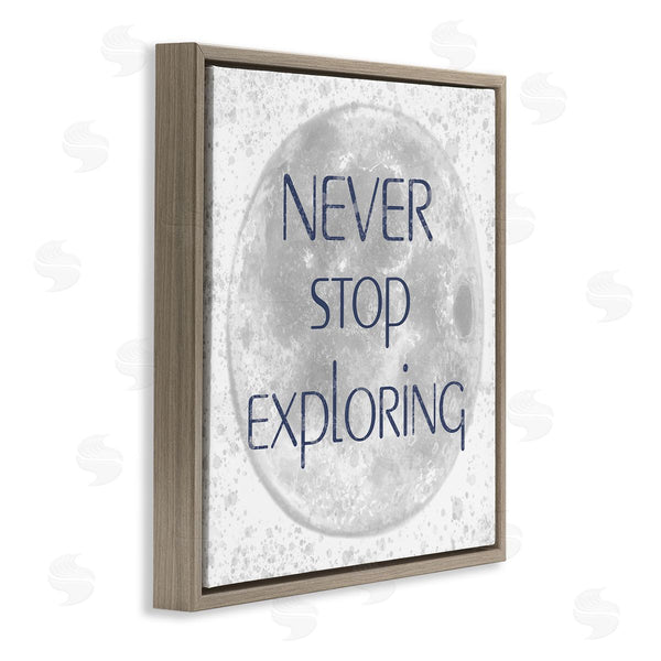 Stupell Industries Reesa Qualia | Never Stop Exploring Children's Phrase Full Moon Wall Art