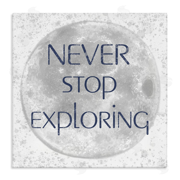 stupell industries Reesa Qualia | Never Stop Exploring Children's Phrase Full Moon Wall Art