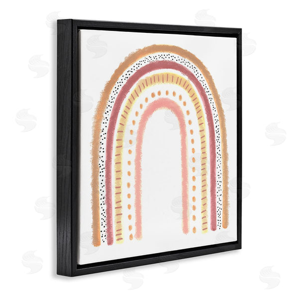 Stupell Industries Reesa Qualia | Patterned Stripe Rainbow Brown Pink Yellow Wall Art