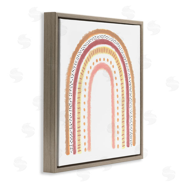 Stupell Industries Reesa Qualia | Patterned Stripe Rainbow Brown Pink Yellow Wall Art