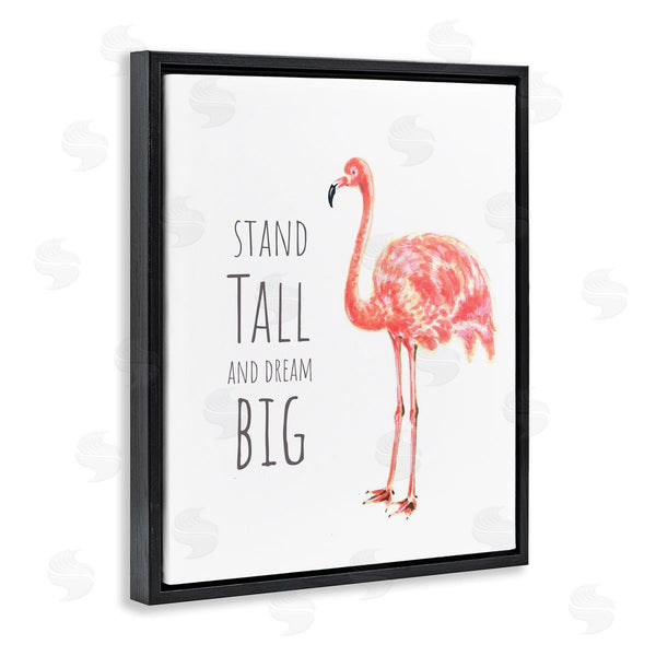 Stupell Industries Reesa Qualia | Stand Tall And Dream Big Phrase Pink Flamingo Wall Art