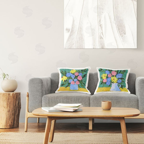 Stupell Industries Regina Moore | Bright Flowers On Stripes Printed Throw Pillow Set