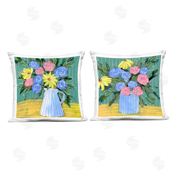 Stupell Industries Regina Moore | Bright Flowers On Stripes Printed Throw Pillow Set