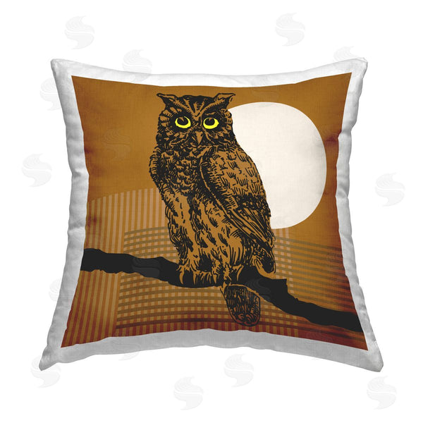 stupell industries Regina Moore | Brown Owl Perched Printed Throw Pillow