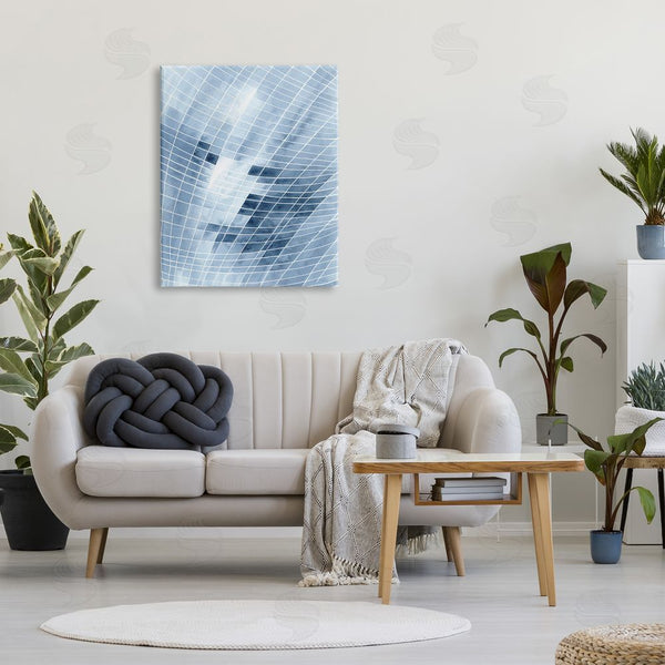 Stupell Industries Regina Moore | Modern Warped Blue Square Shapes White Lines Wall Art