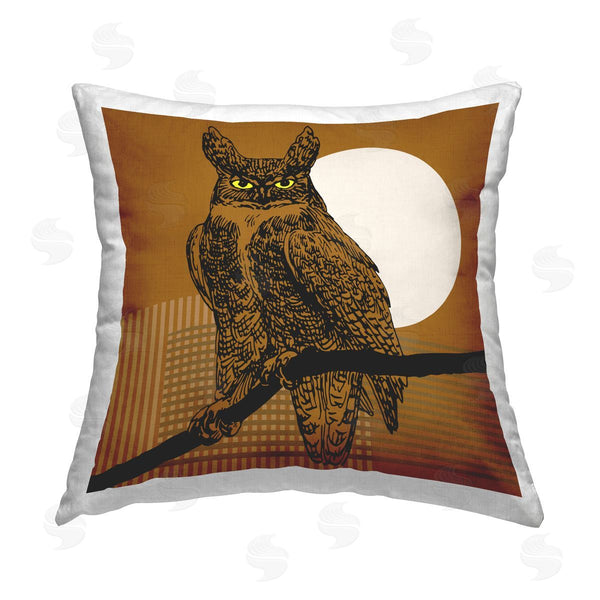 stupell industries Regina Moore | Owl on Brown Pattern Printed Throw Pillow