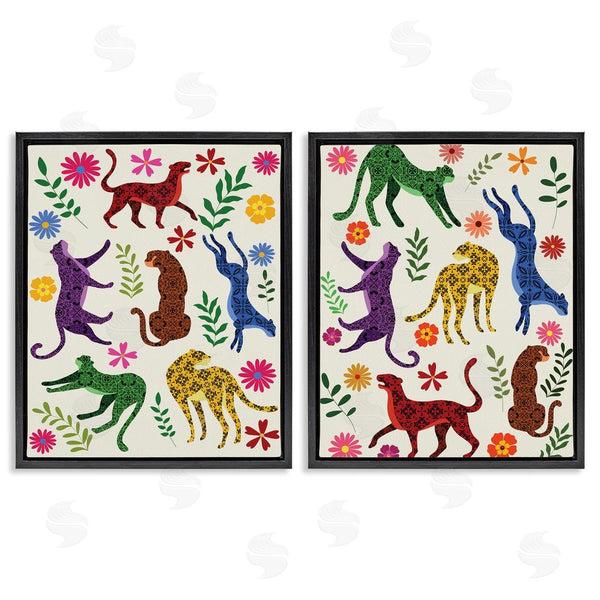 Stupell Industries Regina Moore | Patterned Floral Jungle Cats Wall Art