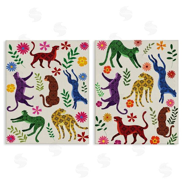 stupell industries Regina Moore | Patterned Floral Jungle Cats Wall Art