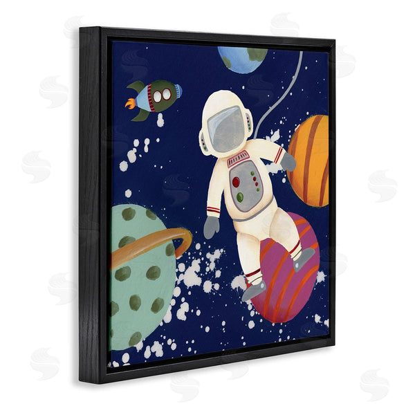 Stupell Industries Regina Moore | Playful Astronaut Floating In Space Planets Rocketship Wall Art