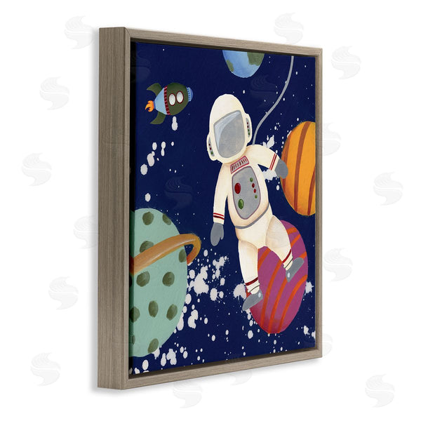 Stupell Industries Regina Moore | Playful Astronaut Floating In Space Planets Rocketship Wall Art