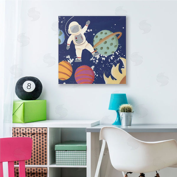 Stupell Industries Regina Moore | Playful Waving Astronaut Outer Space Adventure Wall Art