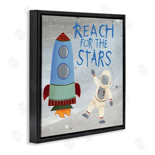 Stupell Industries Regina Moore | Reach For The Stars Quote Sci-Fi Space Rocket Astronaut Wall Art