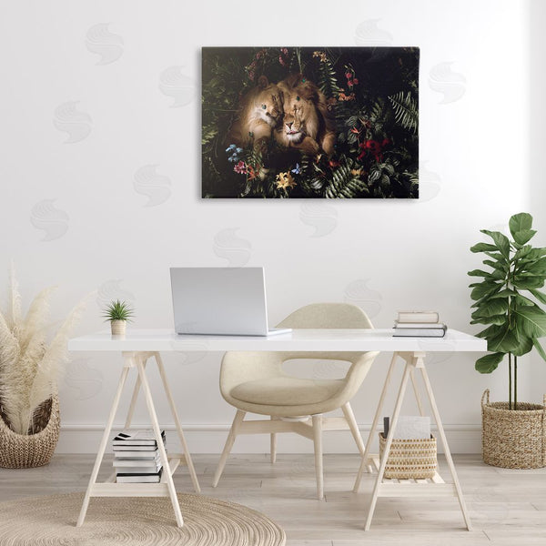 Stupell Industries Reinders | Cuddling Lions Among Leaves Wall Art