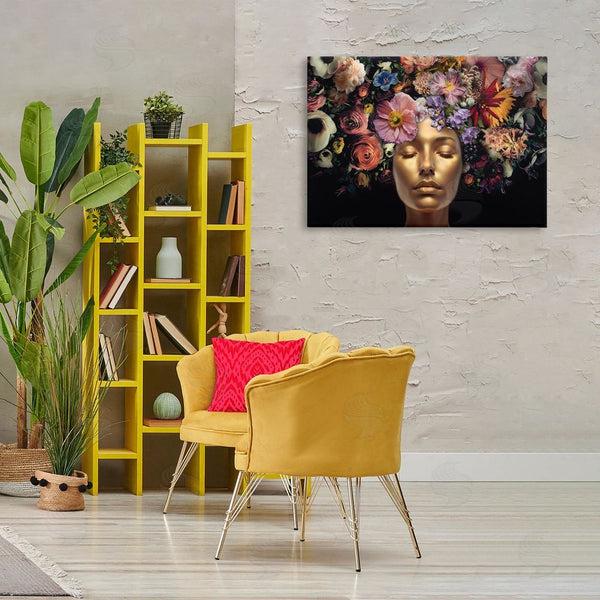 Stupell Industries Reinders | Gold Face With Flowers Wall Art