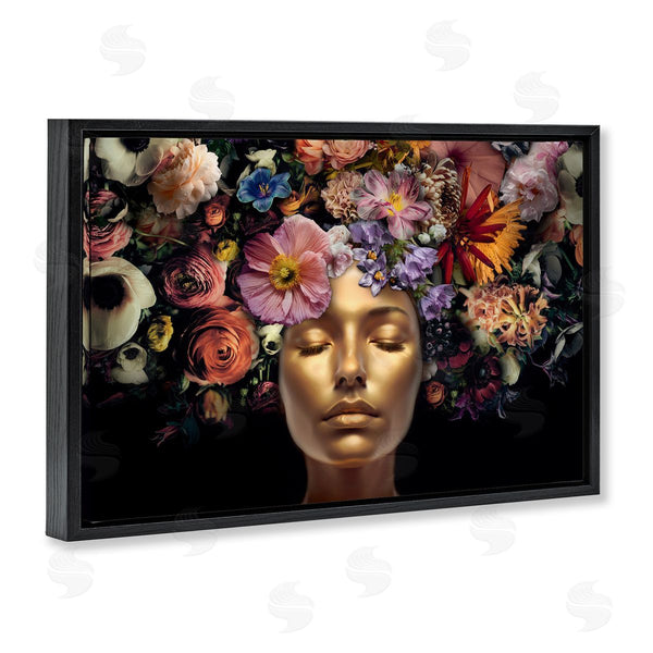 Stupell Industries Reinders | Gold Face With Flowers Wall Art