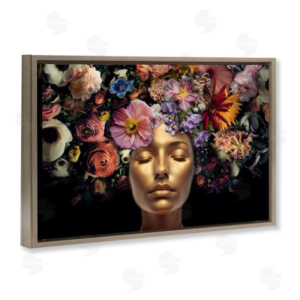 Stupell Industries Reinders | Gold Face With Flowers Wall Art
