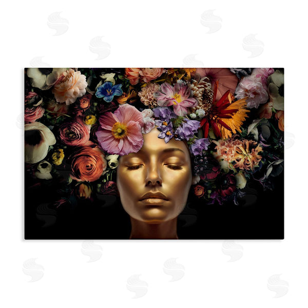 stupell industries Reinders | Gold Face with Flowers Wall Art