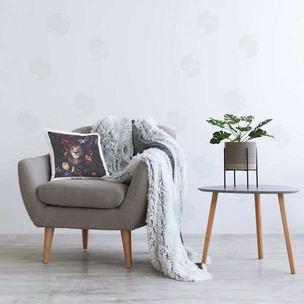 Stupell Industries Reinders | Lion & Dark Blooms Printed Throw Pillow