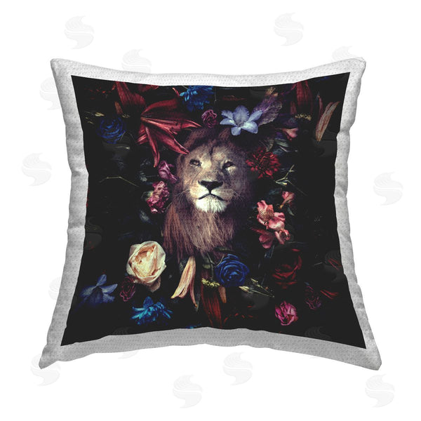 Stupell Industries Reinders | Lion & Dark Blooms Printed Throw Pillow