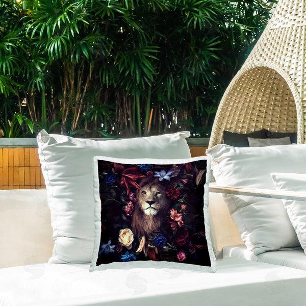 Stupell Industries Reinders | Lion & Dark Blooms Printed Throw Pillow
