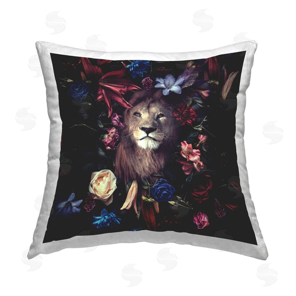 stupell industries Reinders | Lion & Dark Blooms Printed Throw Pillow
