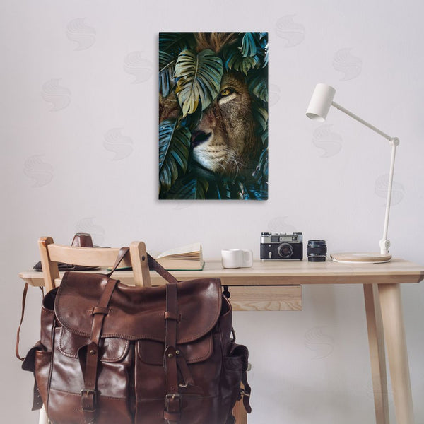 Stupell Industries Reinders | Lion Peering Monstera Leaves Wall Art