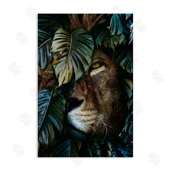 stupell industries Reinders | Lion Peering Monstera Leaves Wall Art
