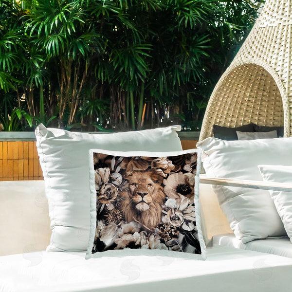 Stupell Industries Reinders | Mixed Flowers & Lion Printed Throw Pillow