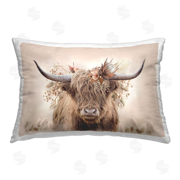 stupell industries Reinders | Peachy Pastel Cattle Printed Throw Pillow