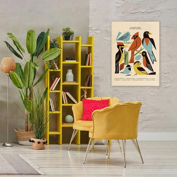 Stupell Industries Renea L. Thull | Backyard Birds Midcentury Modern Wall Art