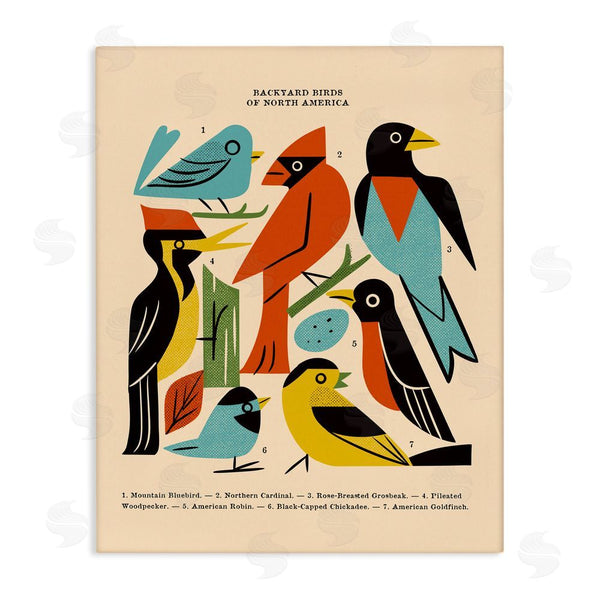 stupell industries Renea L. Thull | Backyard Birds Midcentury Modern Wall Art