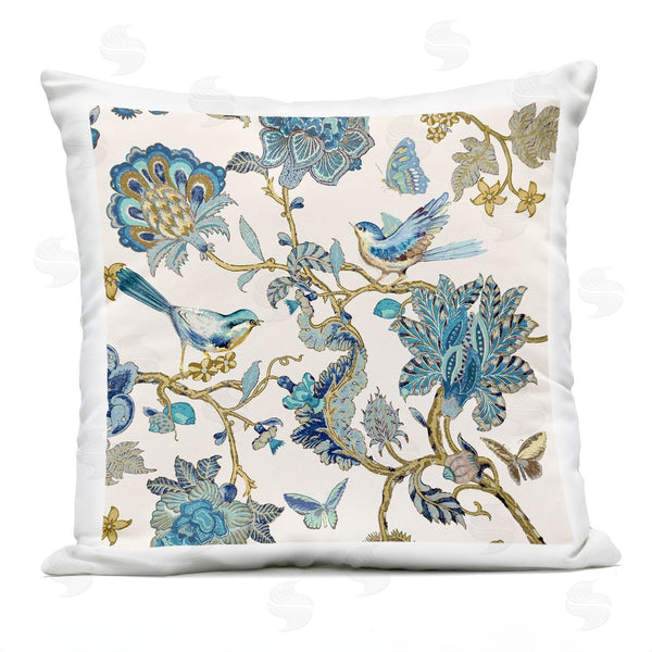 Stupell Industries Reneé Campbell | Blue Ornate Traditional Nature Printed Throw Pillow
