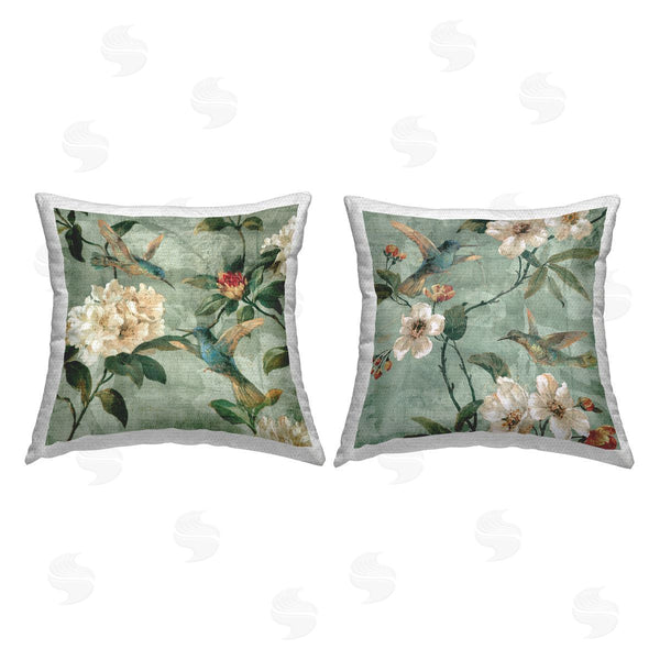 Stupell Industries Reneé Campbell | Geraniums & Hummingbirds Printed Throw Pillow Set
