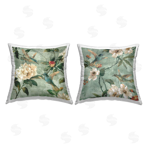 stupell industries Reneé Campbell | Geraniums & Hummingbirds Printed Throw Pillow Set