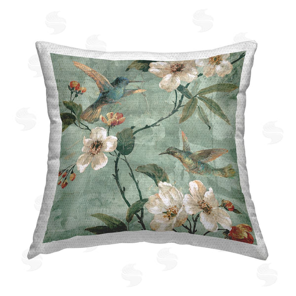 Stupell Industries Reneé Campbell | Hummingbird Floral Pattern Printed Throw Pillow