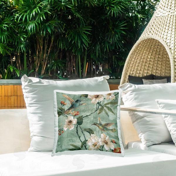 Stupell Industries Reneé Campbell | Hummingbird Floral Pattern Printed Throw Pillow