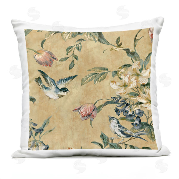 Stupell Industries Reneé Campbell | Traditional Birds Floral Branches Printed Throw Pillow