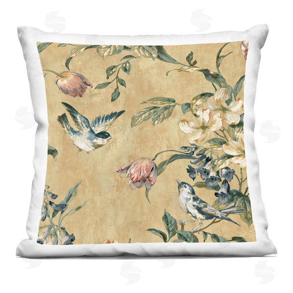 stupell industries Reneé Campbell | Traditional Birds Floral Branches Printed Throw Pillow