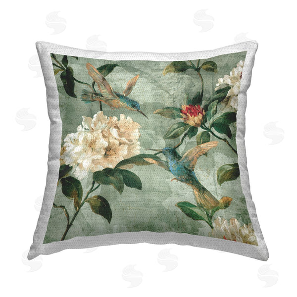 Stupell Industries Reneé Campbell | Vintage Green Florals Printed Throw Pillow