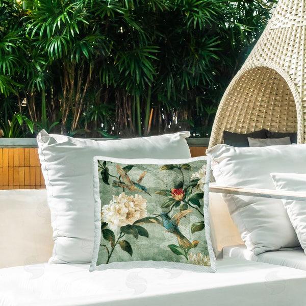 Stupell Industries Reneé Campbell | Vintage Green Florals Printed Throw Pillow