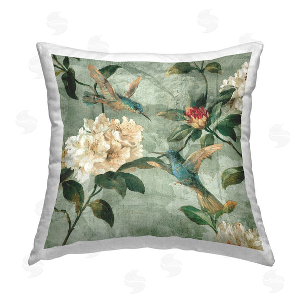 stupell industries Reneé Campbell | Vintage Green Florals Printed Throw Pillow