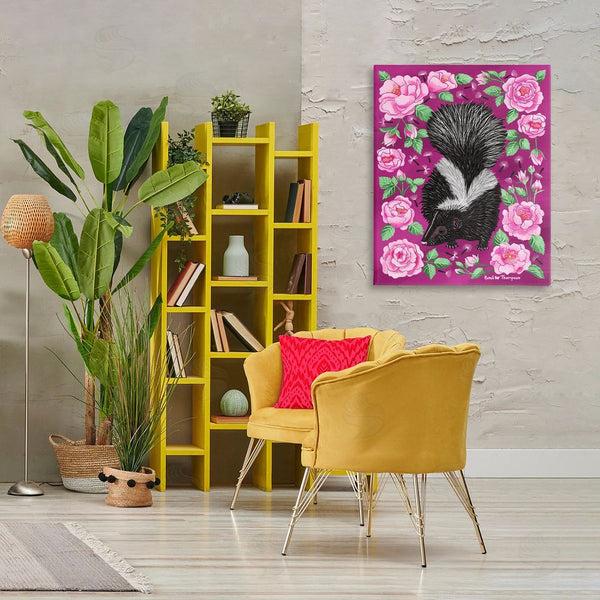 Stupell Industries Renee Thompson | Skunk & Rose Blossoms Wall Art
