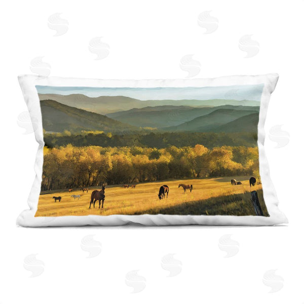 stupell industries Renel Peters | Grazing Horses Autumn Hillside Printed Throw Pillow